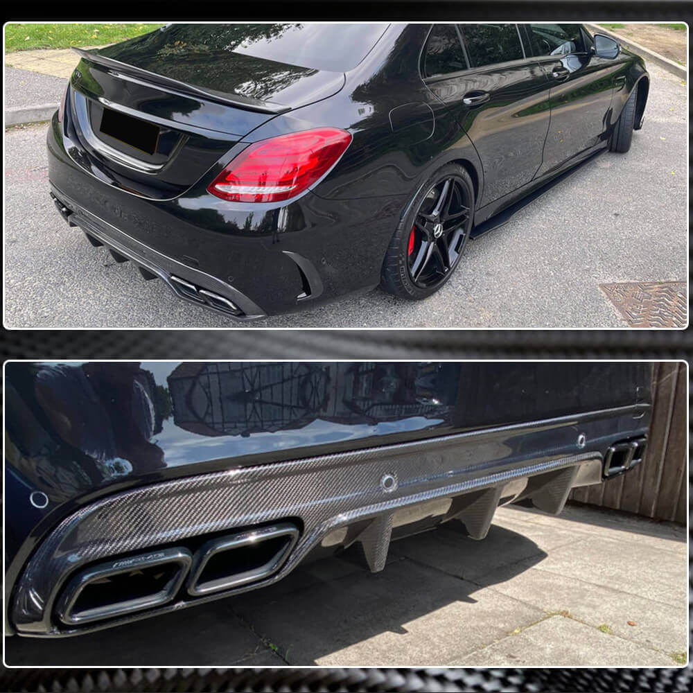 Дифузор заднього бампера (для SD C43/C63 AMG 2015-2019, Карбон) 4