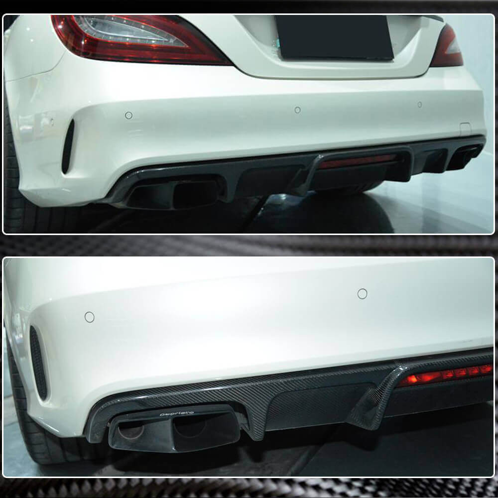 Дифузор заднього бампера (для Base/CLS63 AMG 2015-2018, Карбон) 3