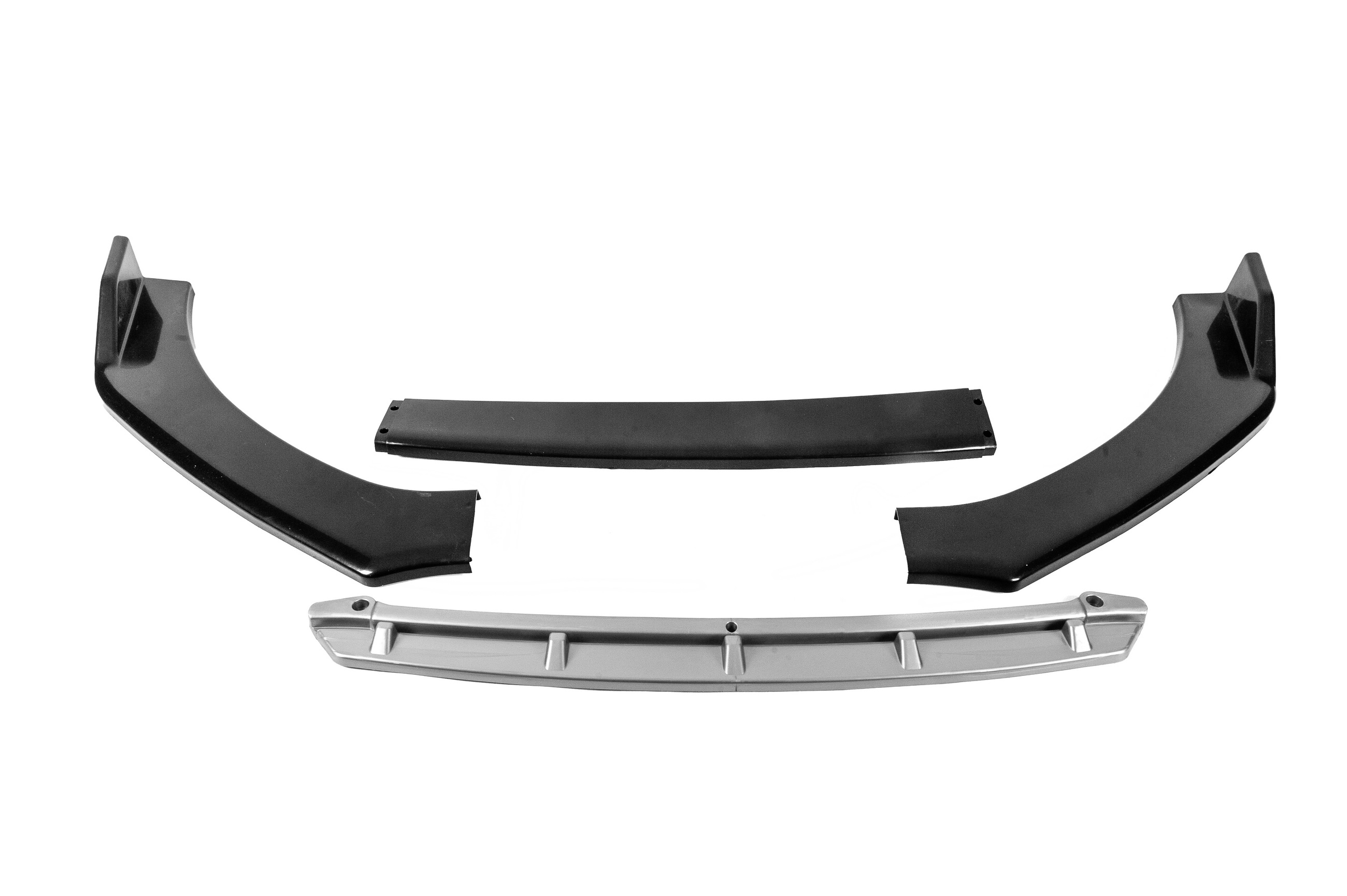Універсальна передня Lip накладка Black V-2 (ABS, чорний глянець/сірий) 4