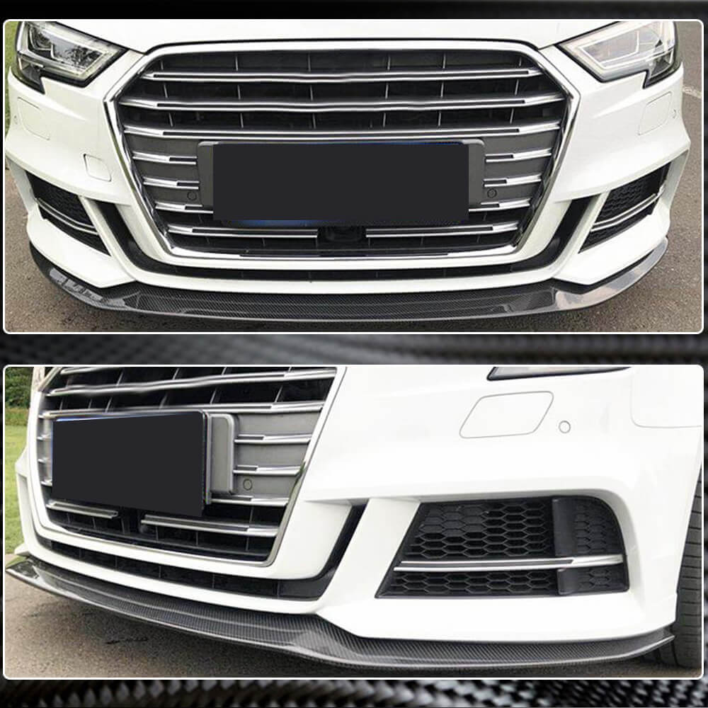 Накладка на передній бампер Lip V3 (для S-Line Sedan 2017-2020, Карбон) 3