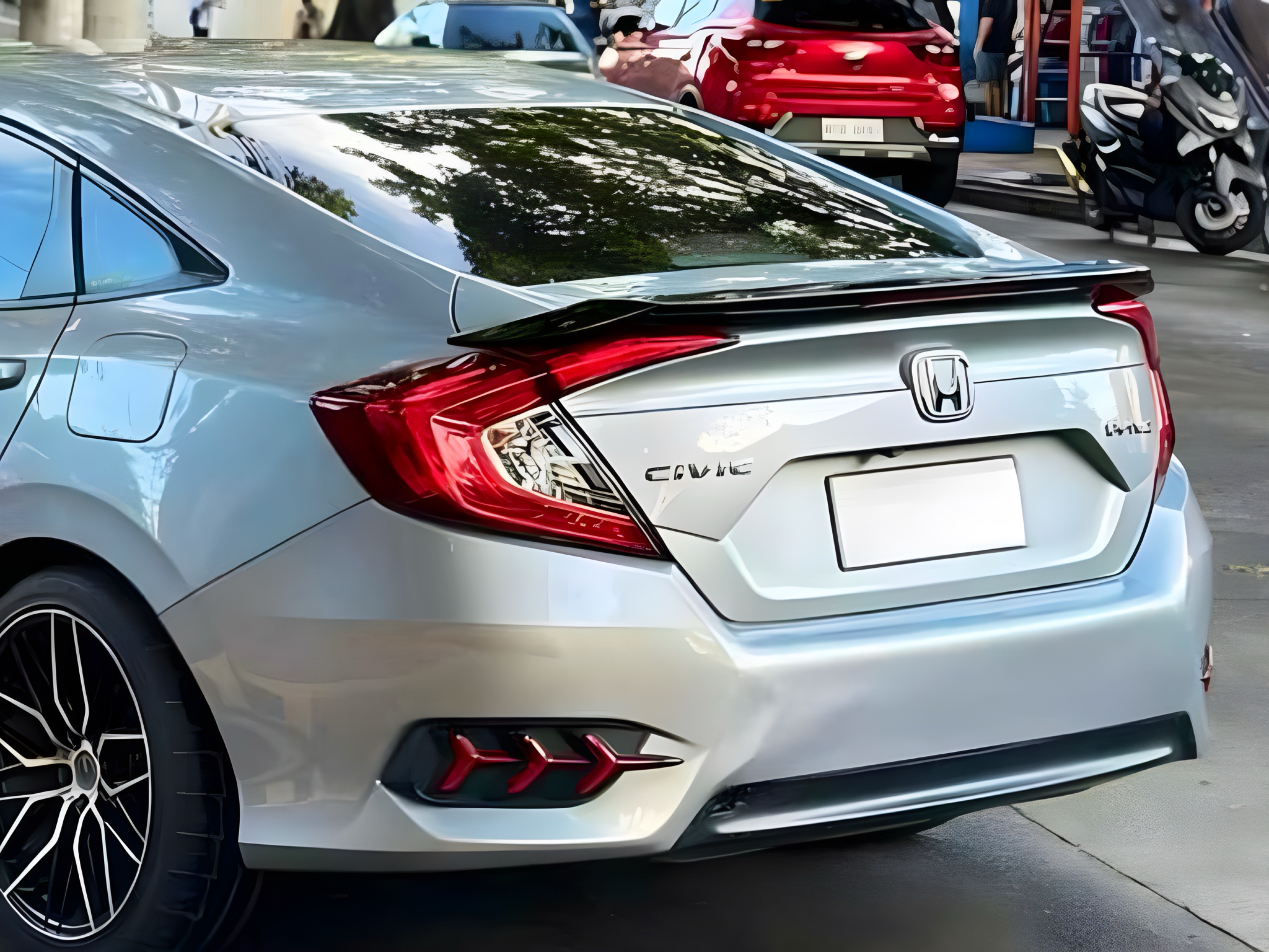 Спойлер багажника Honda Civic зі стоп сигналом 2016-ABS пластик, чорний глянець 2