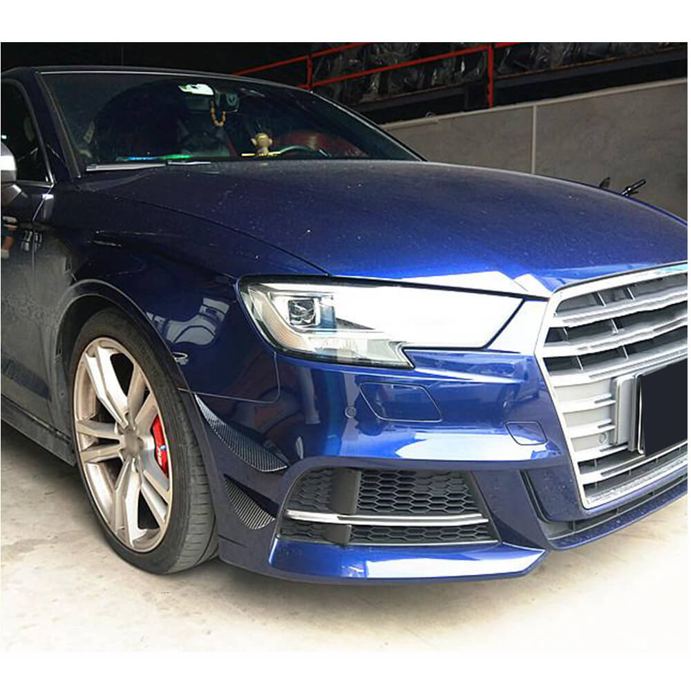 Накладки на передній бампер (для S-Line Sedan 2017-2020, Карбон) 3
