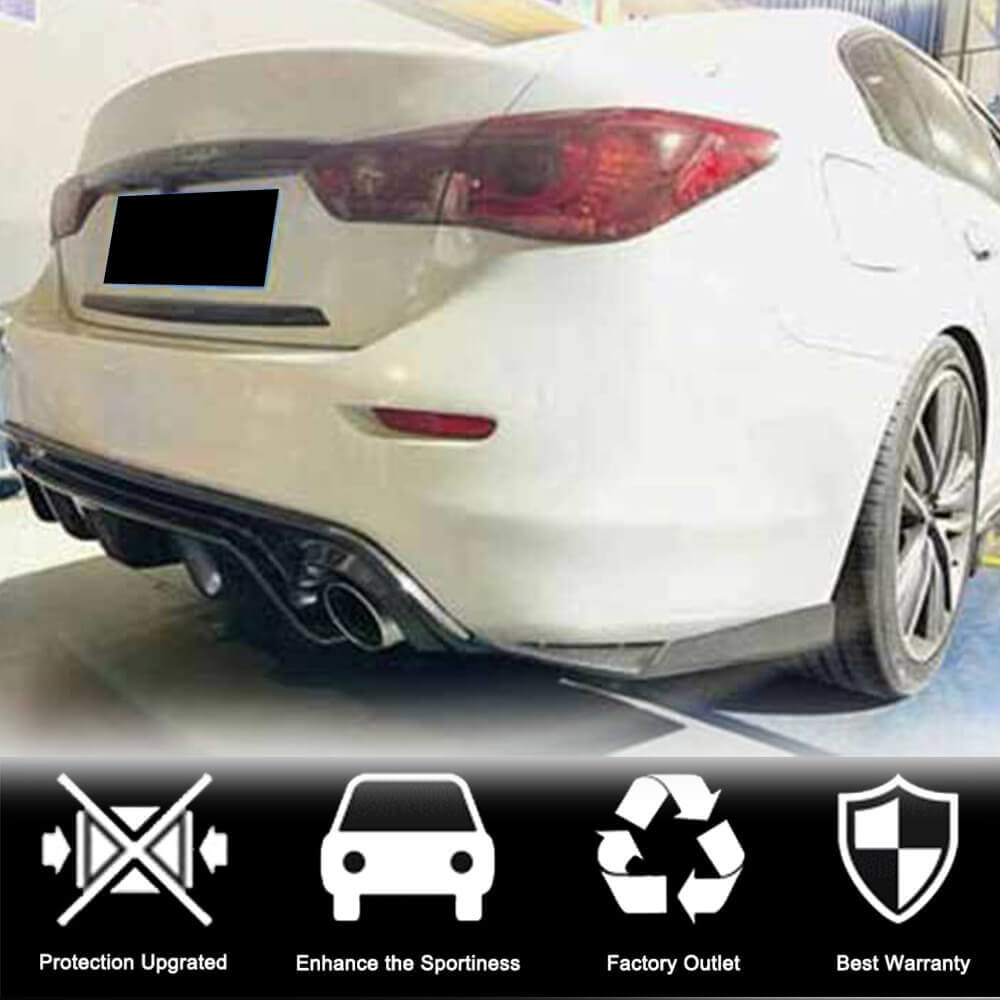 Накладки на задній бампер (для Q50 Base/Sport 2014-2017, Карбон) 2