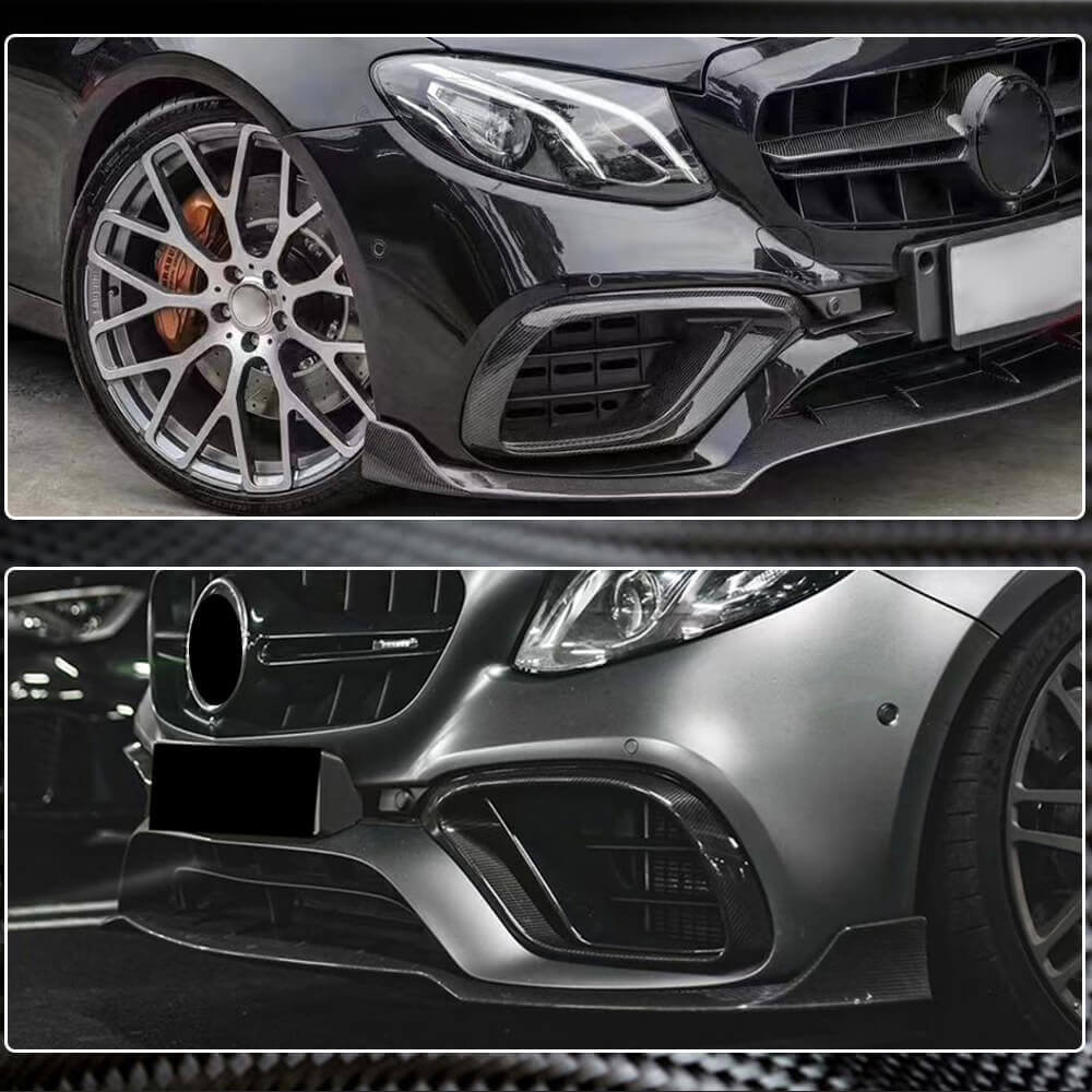 Накладки на передній бампер (для E63 AMG 2016-2019, Карбон) 4