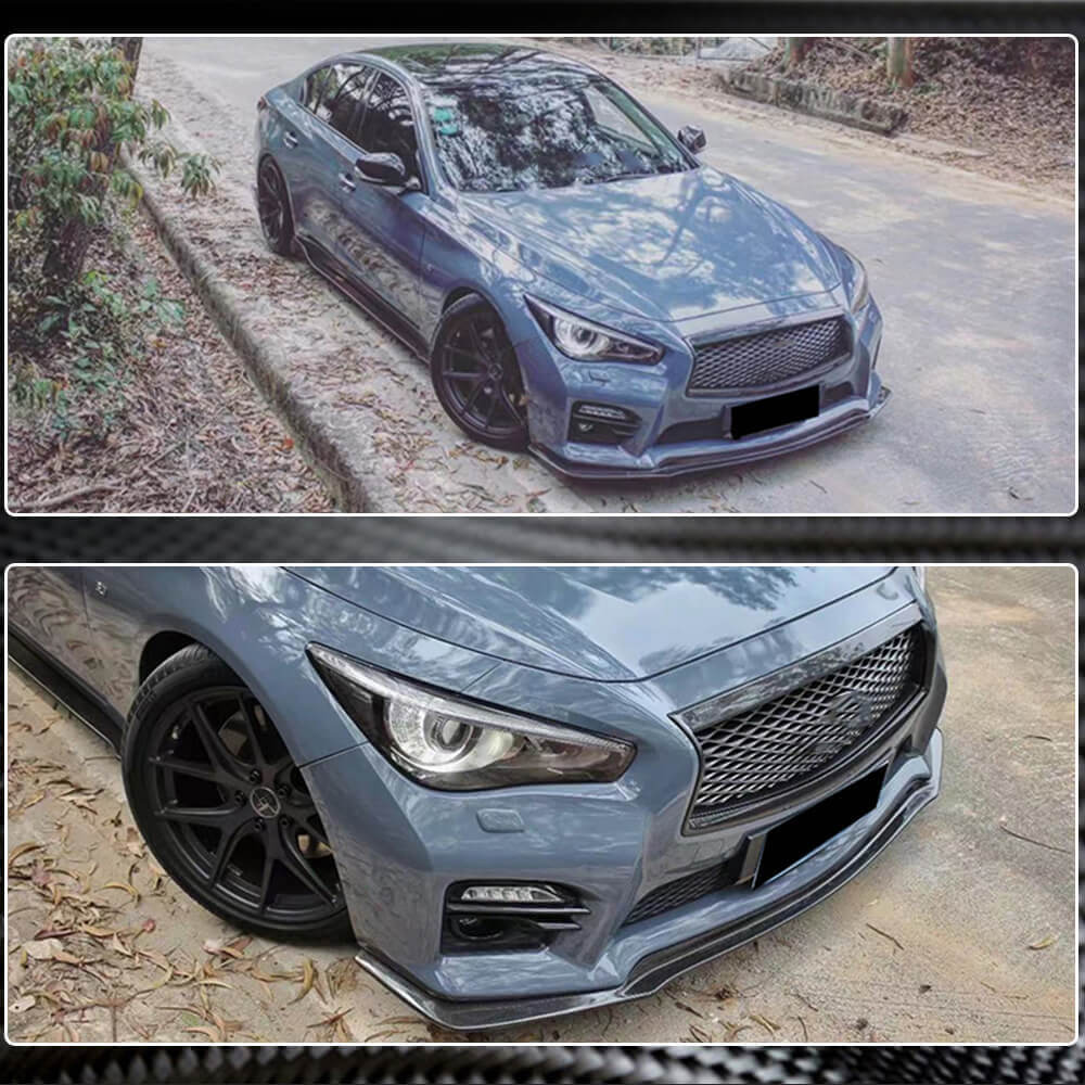Накладка на передній бампер Lip V1 (для Q50 Sport 2014-2017, Карбон) 4