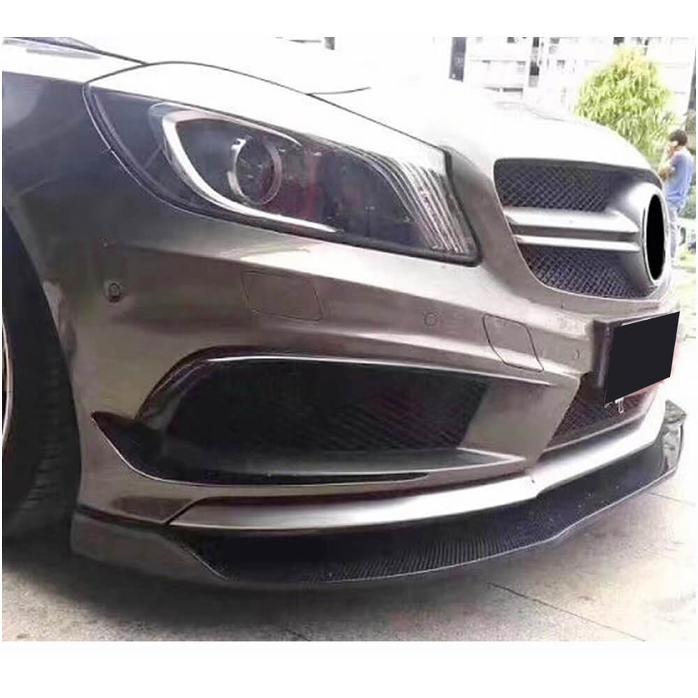 Накладка на передній бампер Lip V1 (для AMG-Line / A45 AMG HB 2013-2015, Карбон) 3