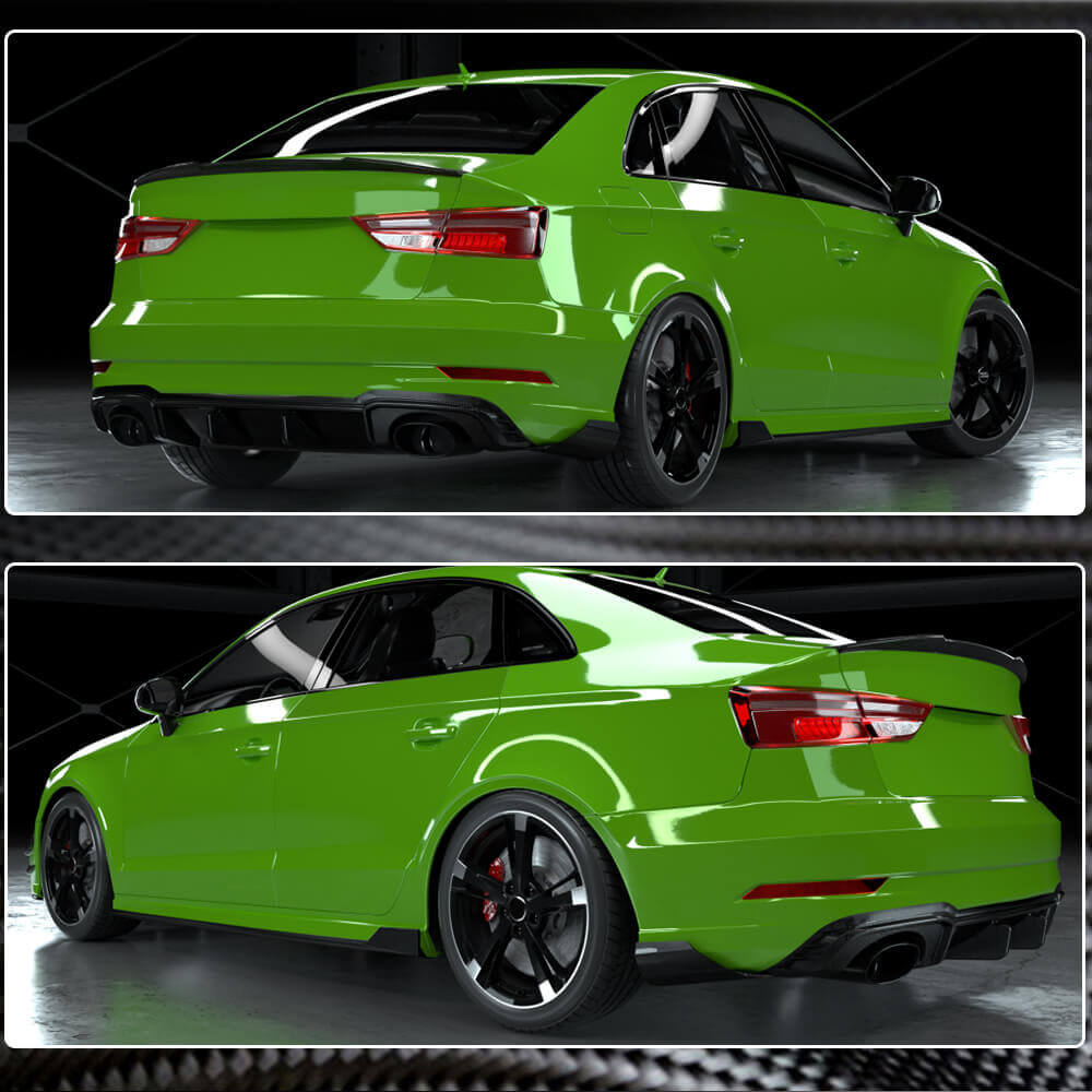 Дифузор заднього бампера V1 (для RS3 Sedan 2017-2019, Карбон) 4