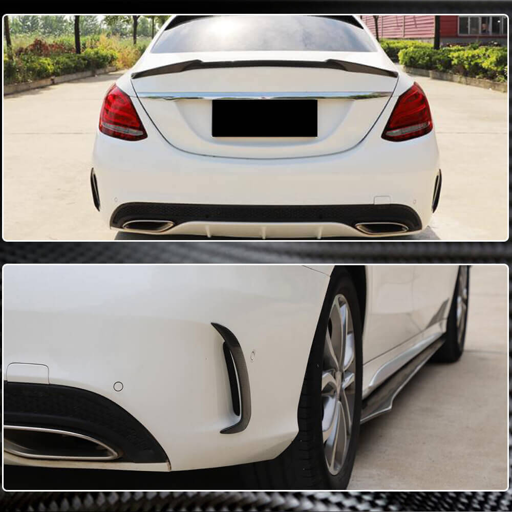 Накладки на задній бампер (для SD C43/C63 AMG 2015-2019, Карбон) 4
