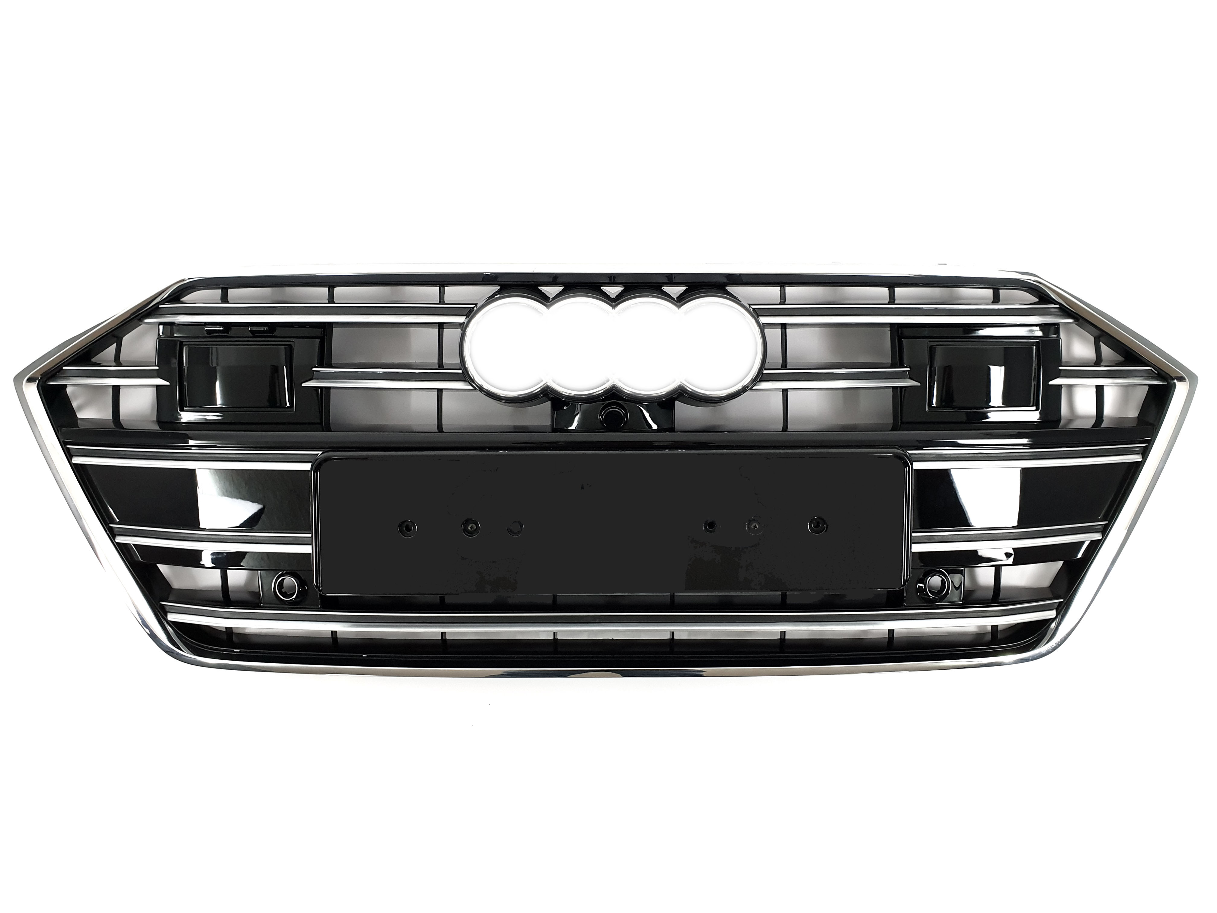 Решітка радіатора Chrome Black (в стилі S7 під камеру та радари) на Audi A7 4K 2017-2023 року