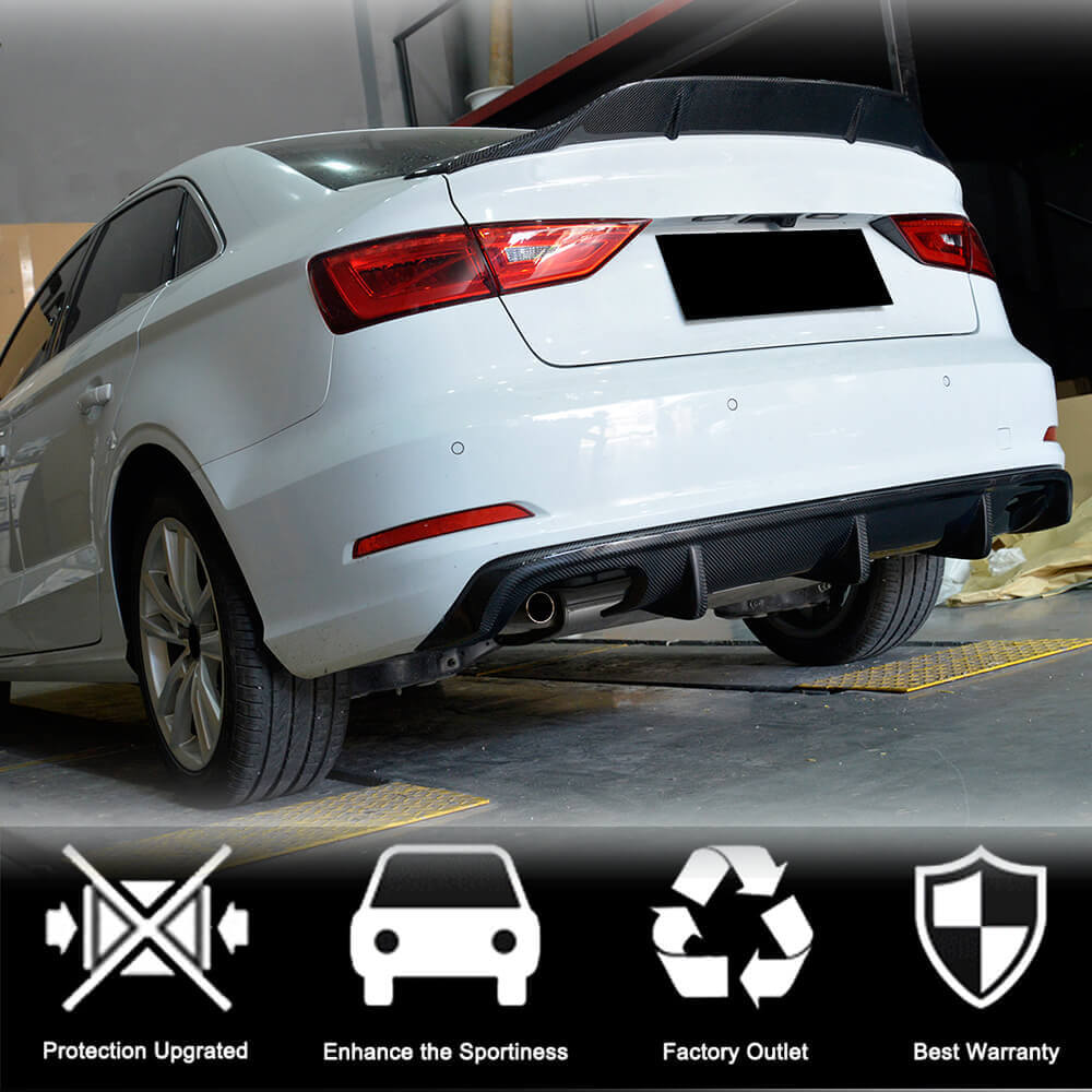 Дифузор заднього бампера V2 (для Base Sedan 2012-2016, Карбон) 2