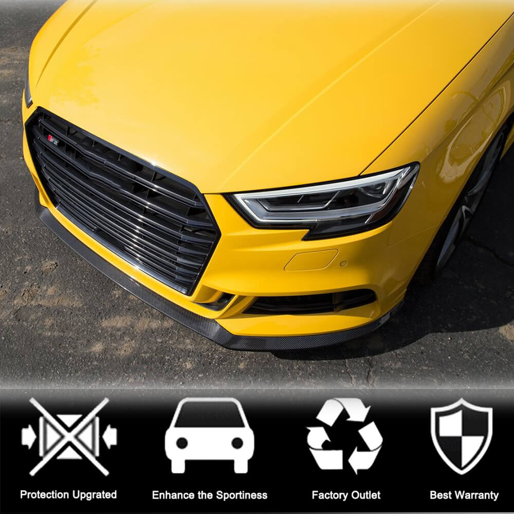 Накладка на передній бампер Lip V5 (для S-Line Sedan 2017-2020, Карбон) 3