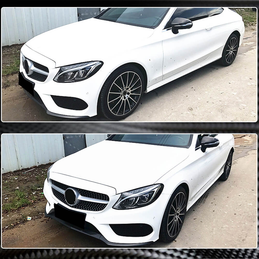 Накладка на передній бампер Lip V4 (для C43 AMG 2015-2019, Карбон) 3