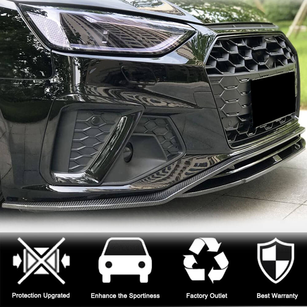 Накладка на передній бампер Lip V2 (для S-Line Sedan 2019-2024, Карбон) 3