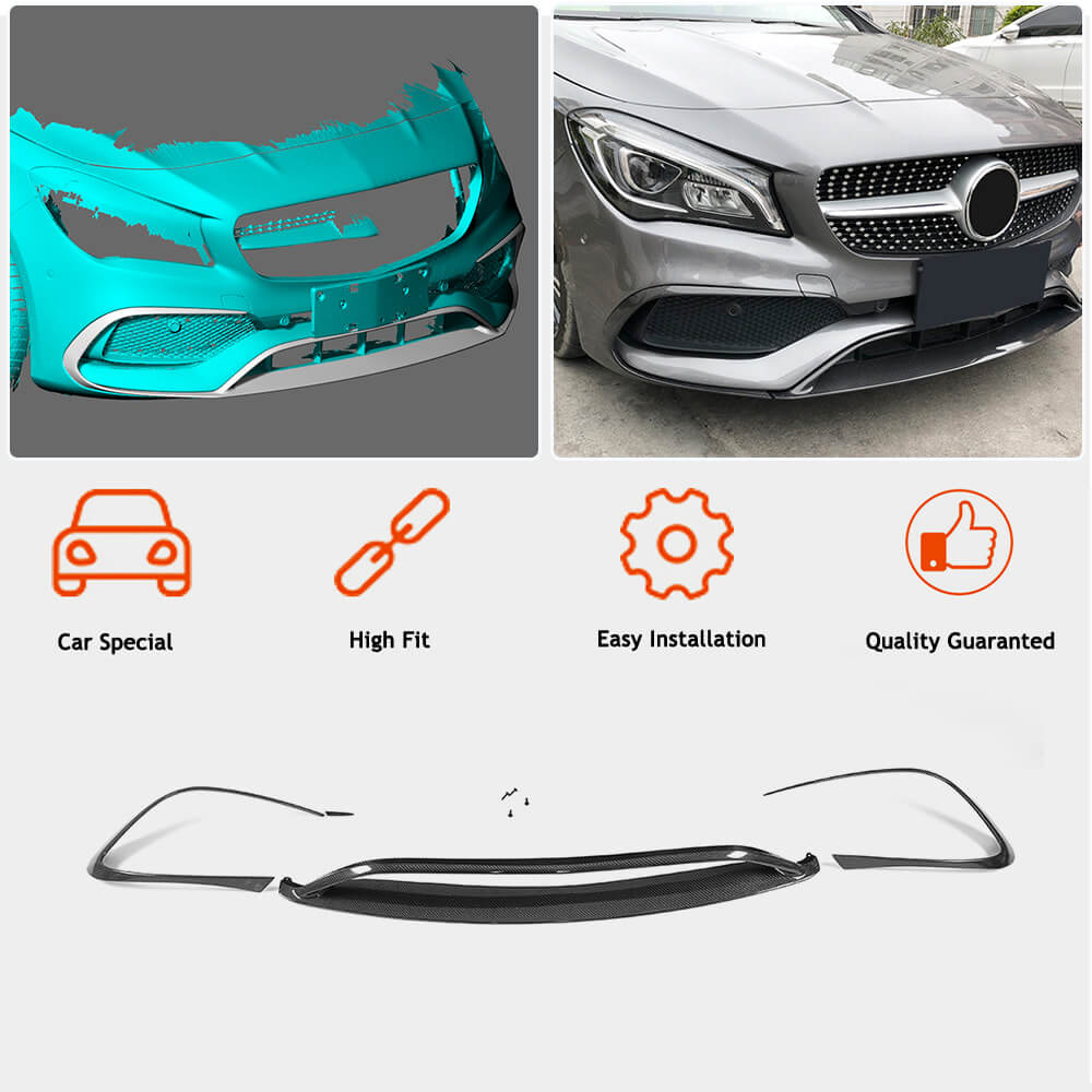 Накладка на передній бампер Lip (для AMG-Line SD 2017-2019, Карбон) 2
