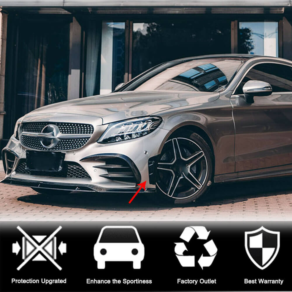 Накладки на передній бампер V2 (для C43 AMG 2019-2021, Карбон) 3