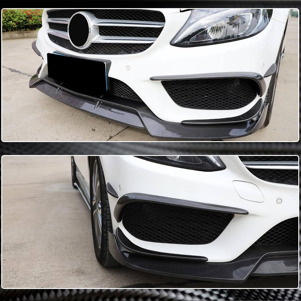 Накладки на передній бампер (для C43 AMG 2015-2019, Карбон) 3
