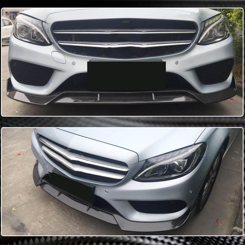 Накладка на передній бампер Lip V2 (для C43 AMG 2015-2019, Карбон) 5