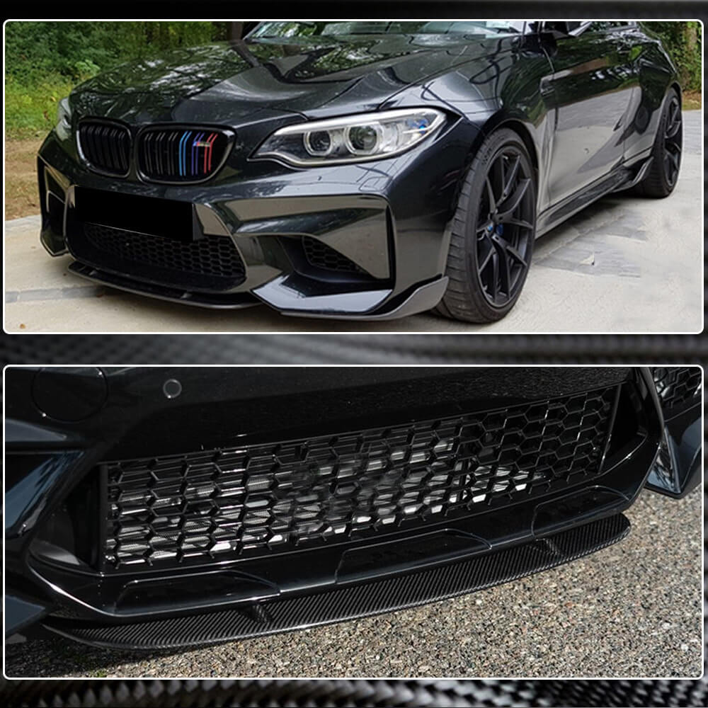 Накладка на передній бампер Lip V7 (для F87 M2/M2C, Карбон) 4