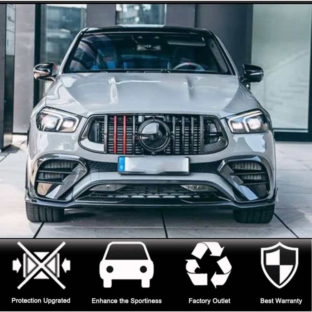 Накладка на передній бампер Lip (для GLE53/AMG-Line 2019-2023, Карбон) 2