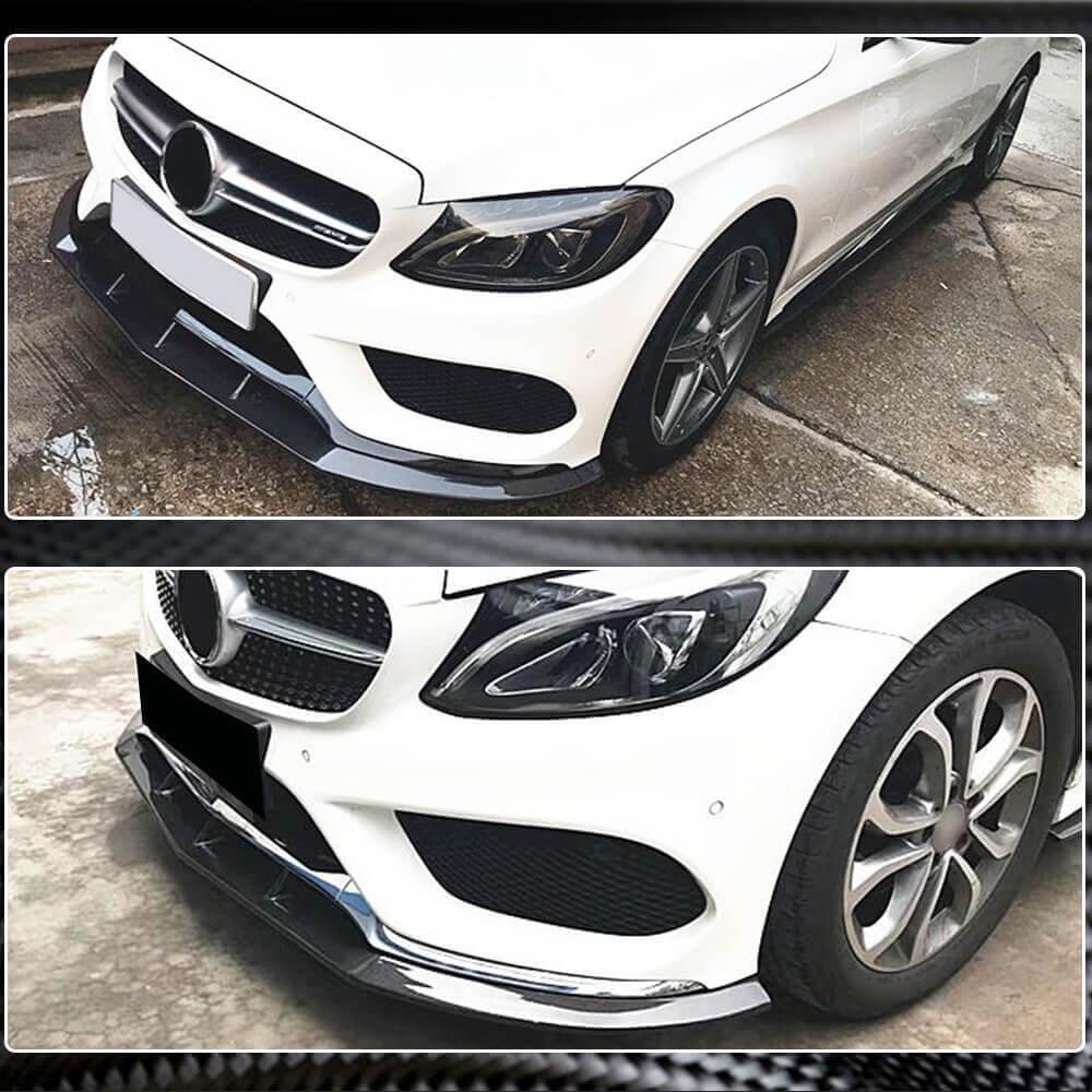 Накладка на передній бампер Lip V3 (для C43 AMG 2015-2019, Карбон) 4