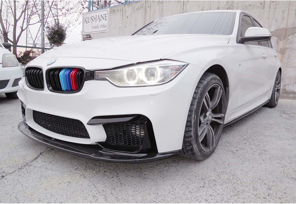 Накладка на передній бампер Lip V-1 (Для M3, чорний глянець) 6
