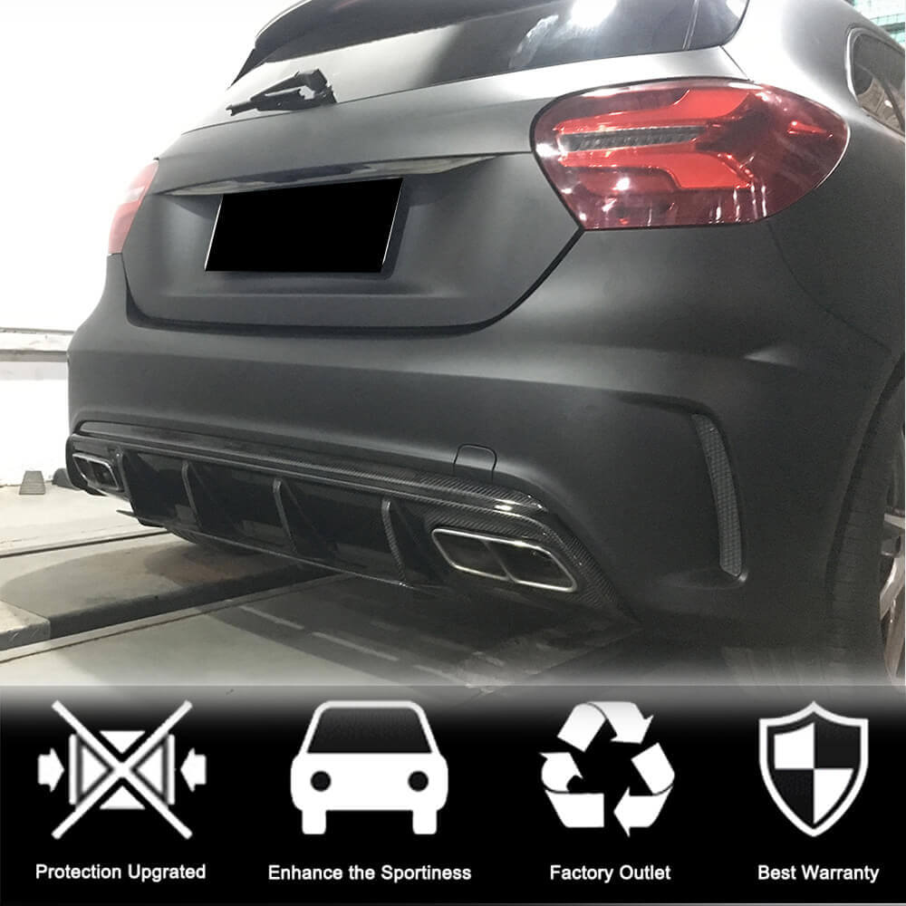 Дифузер заднього бампера V1 (для AMG-Line / A45 AMG HB) 2