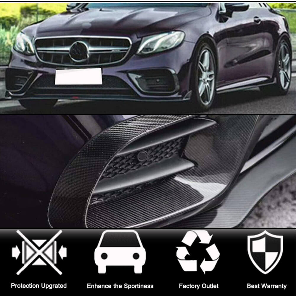 Накладки на передній бампер (для AMG-Line 2017-2019, Карбон) 2