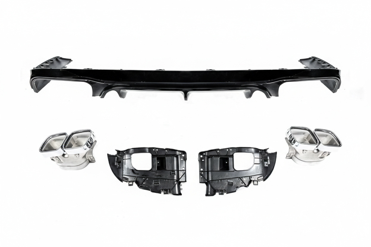 Задній дифузор Black з насадками Chrome (Дизайн AMG63) 2