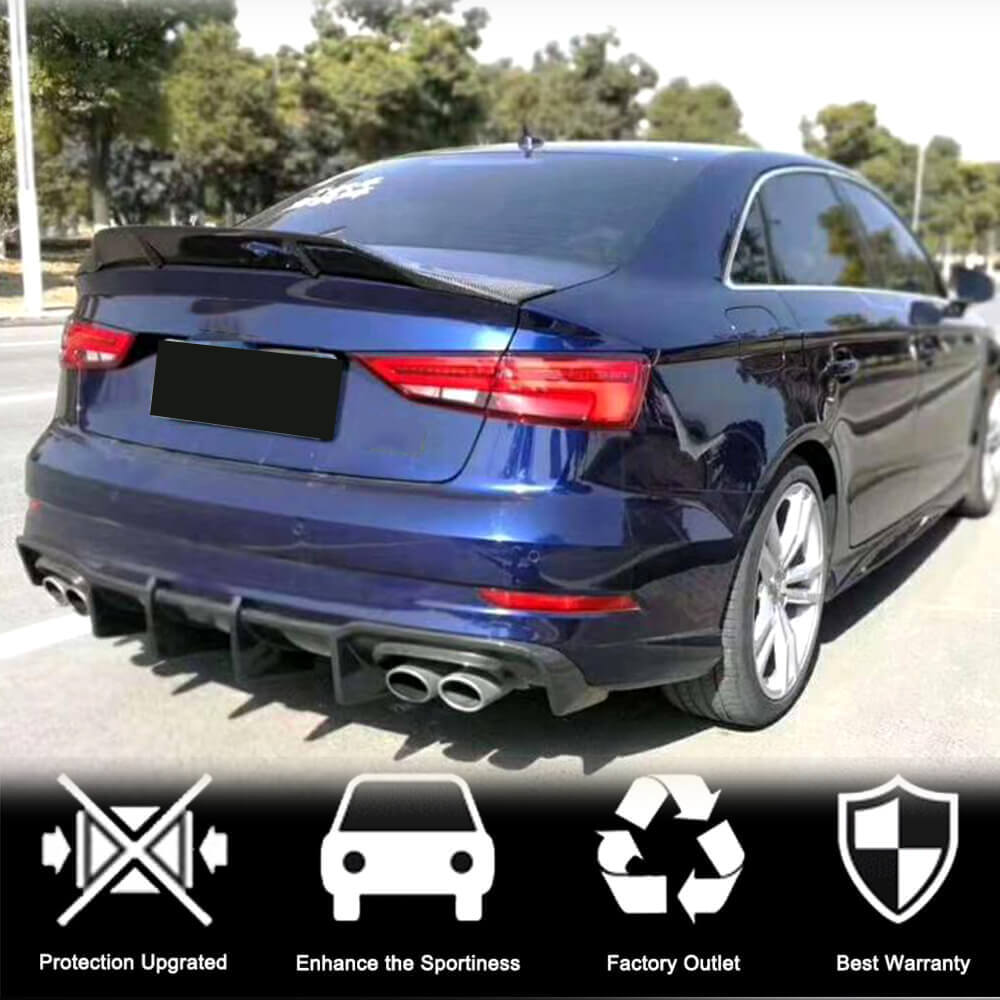 Дифузор заднього бампера V1 (для S-Line Sedan 2017-2020, Карбон) 4