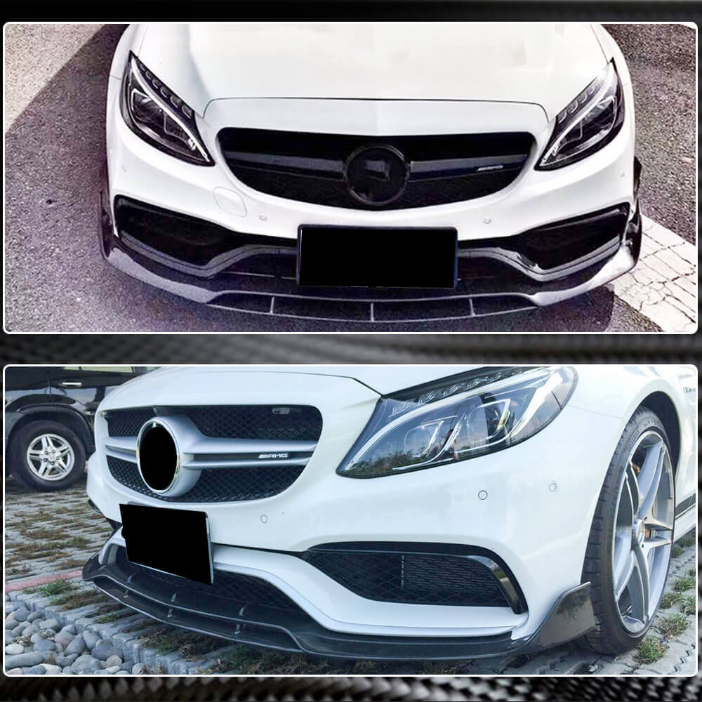 Накладка на передній бампер Lip V4 (для SD C63 AMG 2015-2019, Карбон) 6