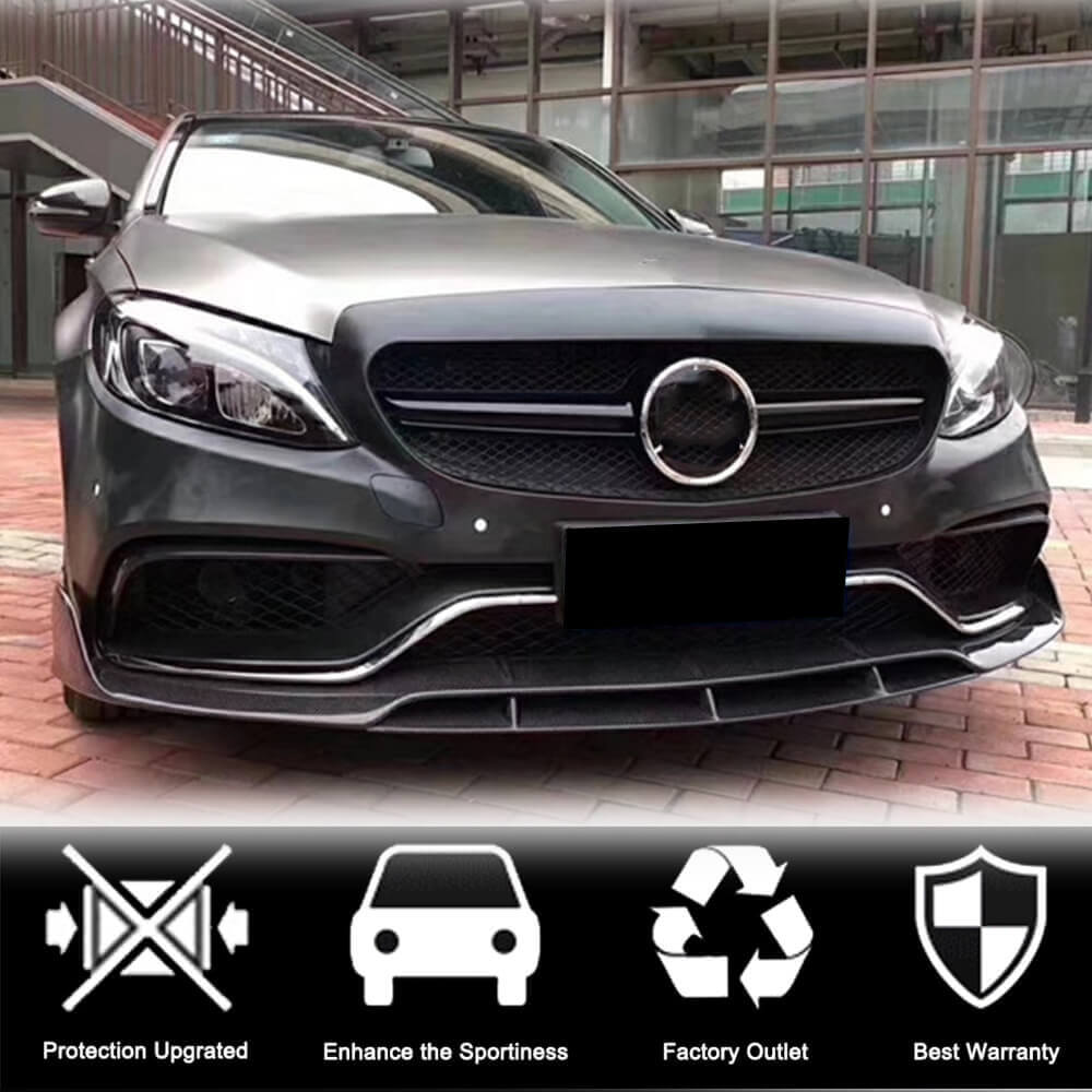 Накладка на передній бампер Lip V4 (для SD C63 AMG 2015-2019, Карбон) 4