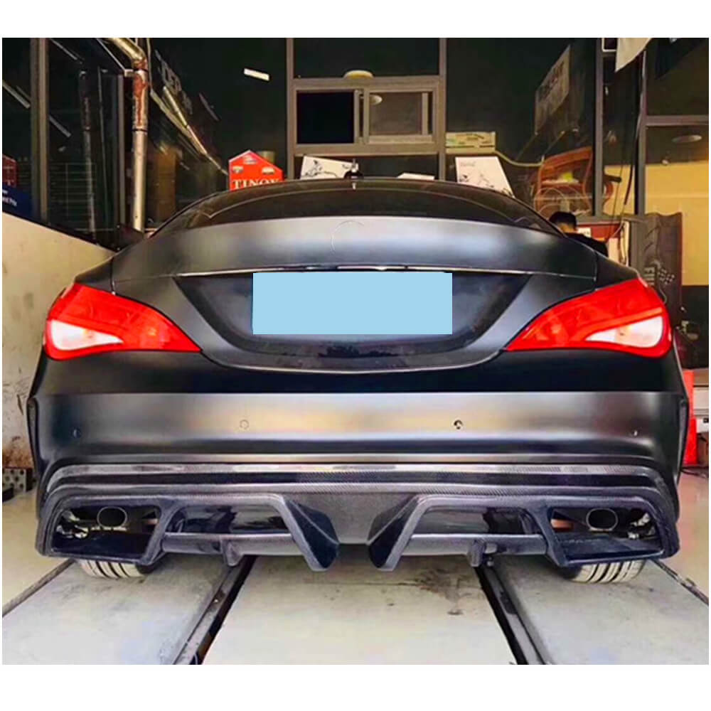 Дифузор заднього бампера V1 (для AMG-Line / CLA45 AMG 2013-2016, Карбон) 2