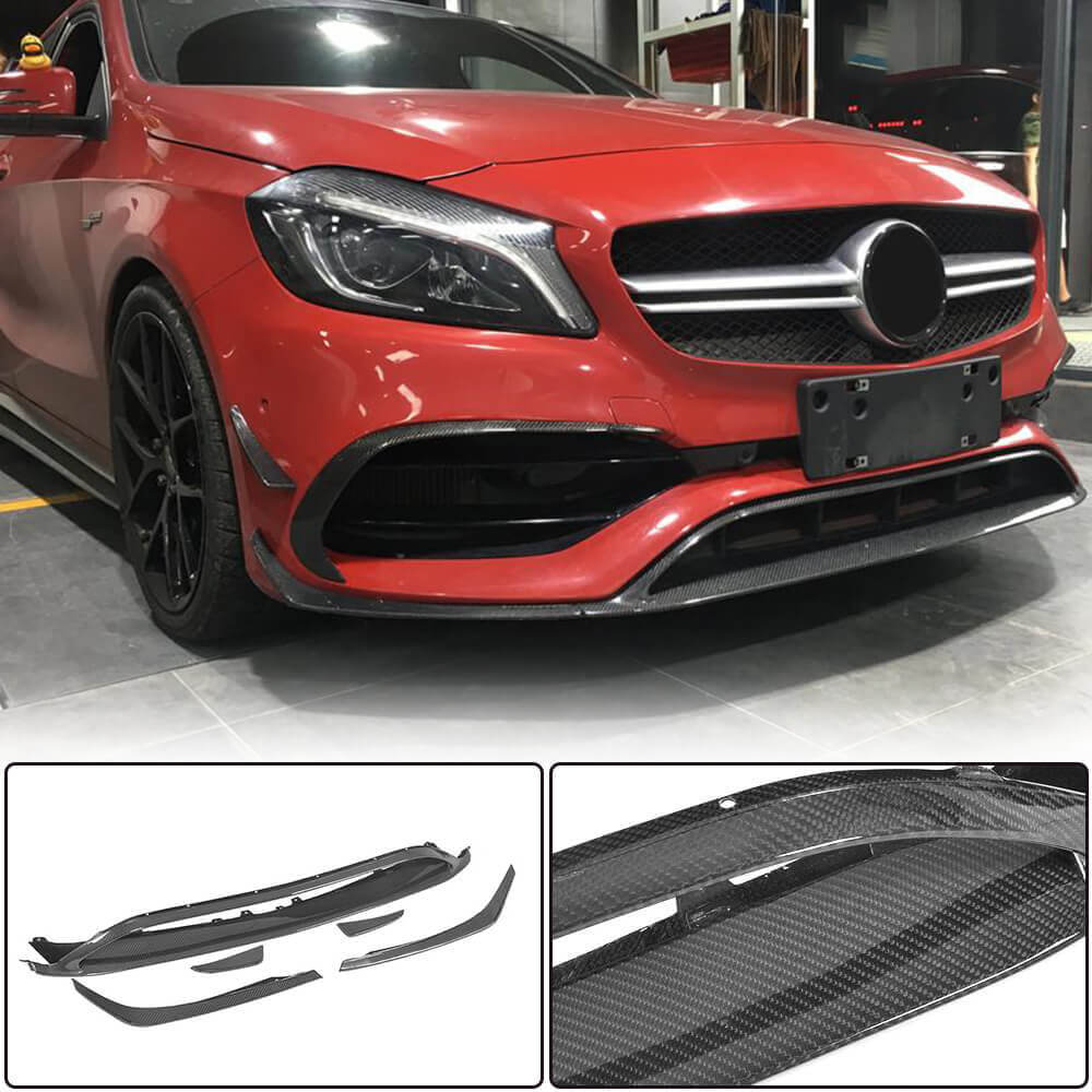 Накладка на передній бампер Lip (для AMG-Line / A45 AMG HB 2016-2018, Карбон)