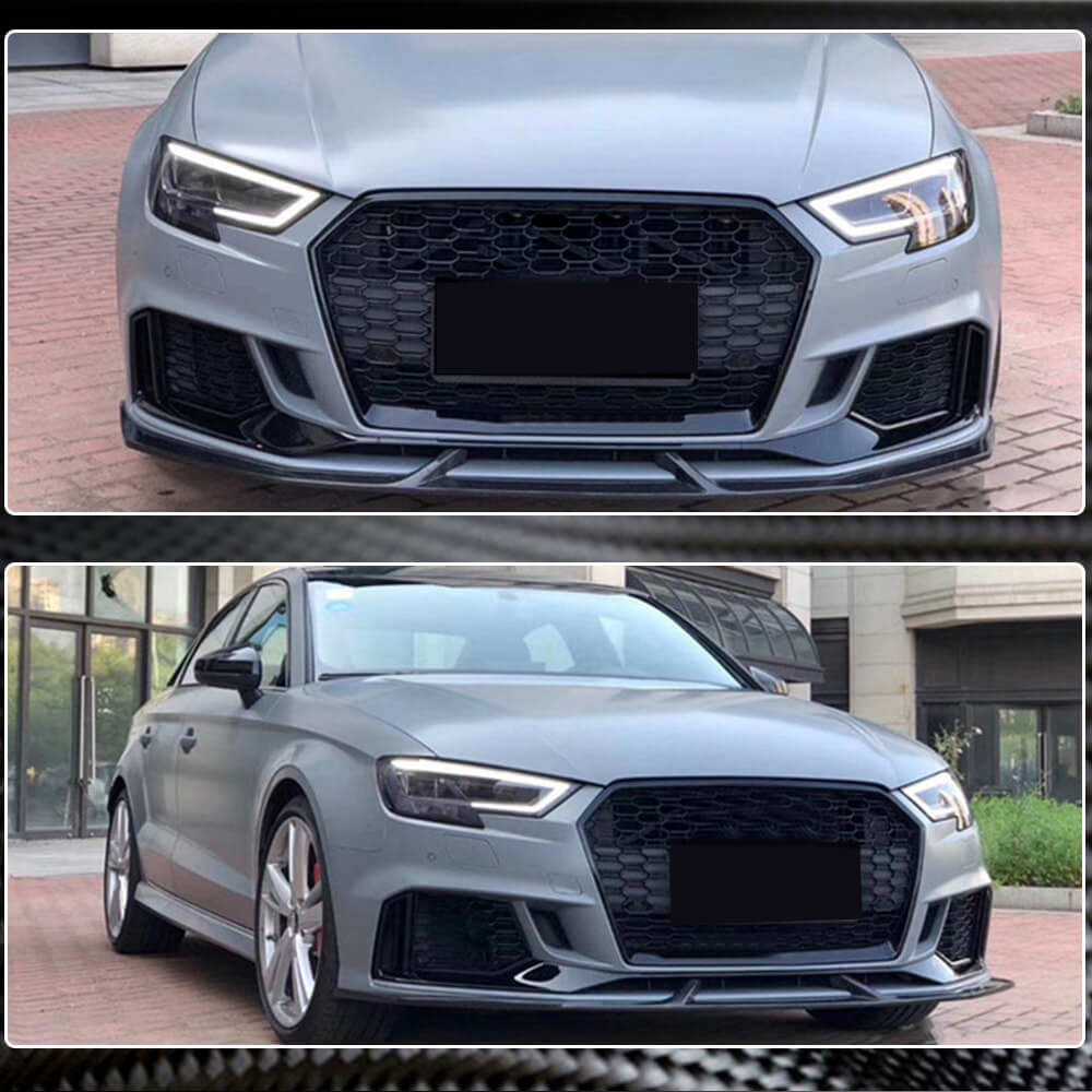 Накладки на передній бампер V3 (для RS3 Sedan 2017-2020, Карбон) 3