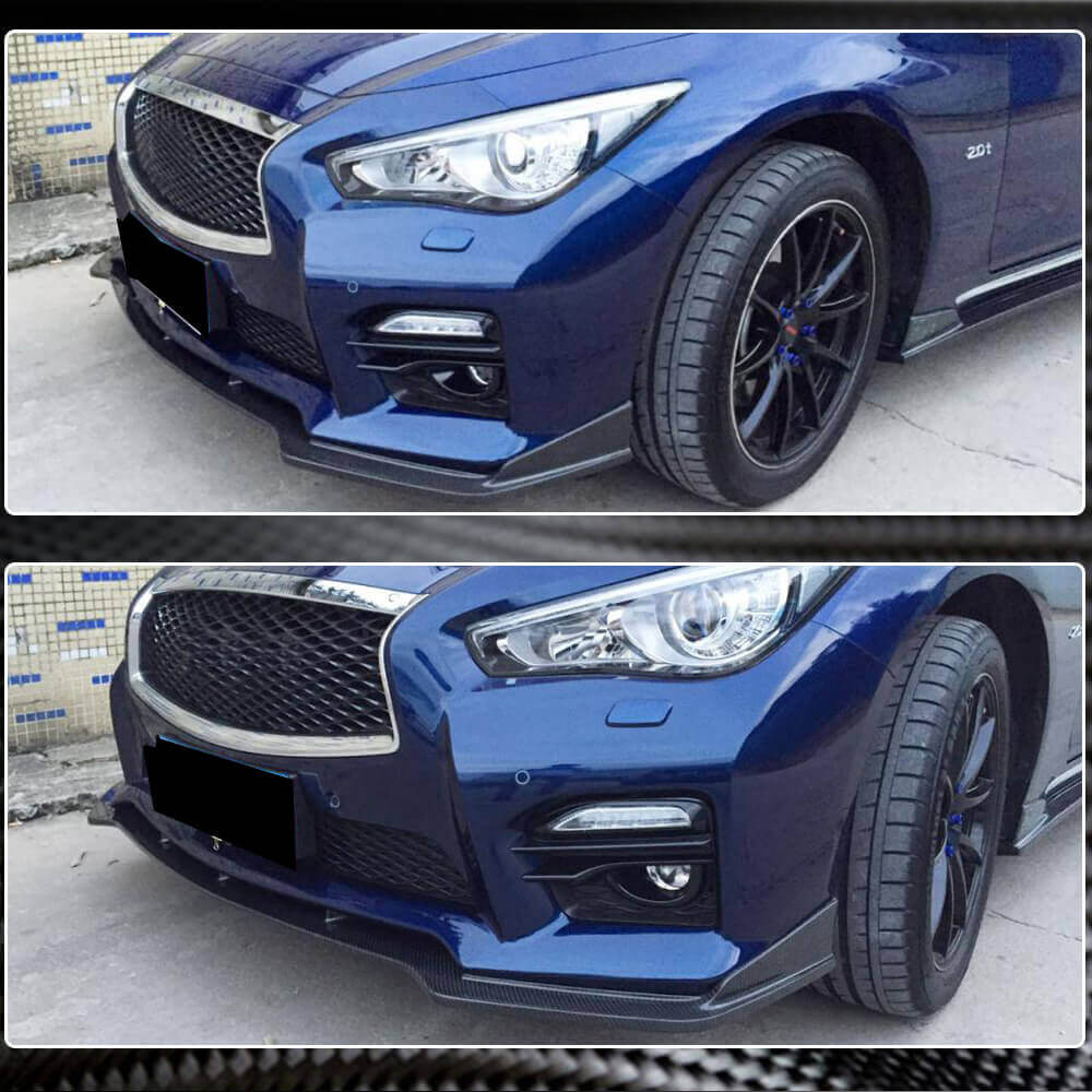 Накладка на передній бампер Lip V2 (для Q50 Sport 2014-2017, Карбон) 3