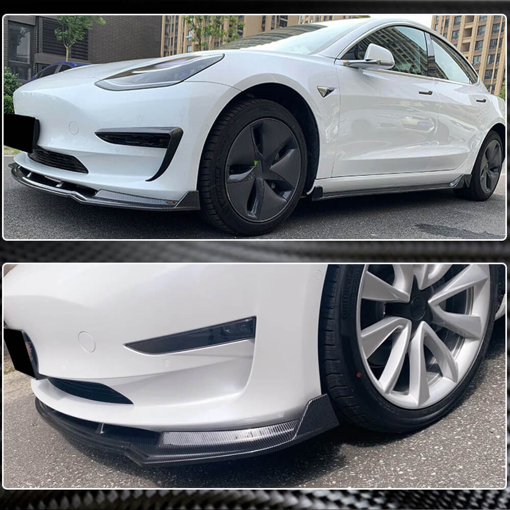 Накладка на передній бампер Lip V5 (2017-2023, Карбон) 3
