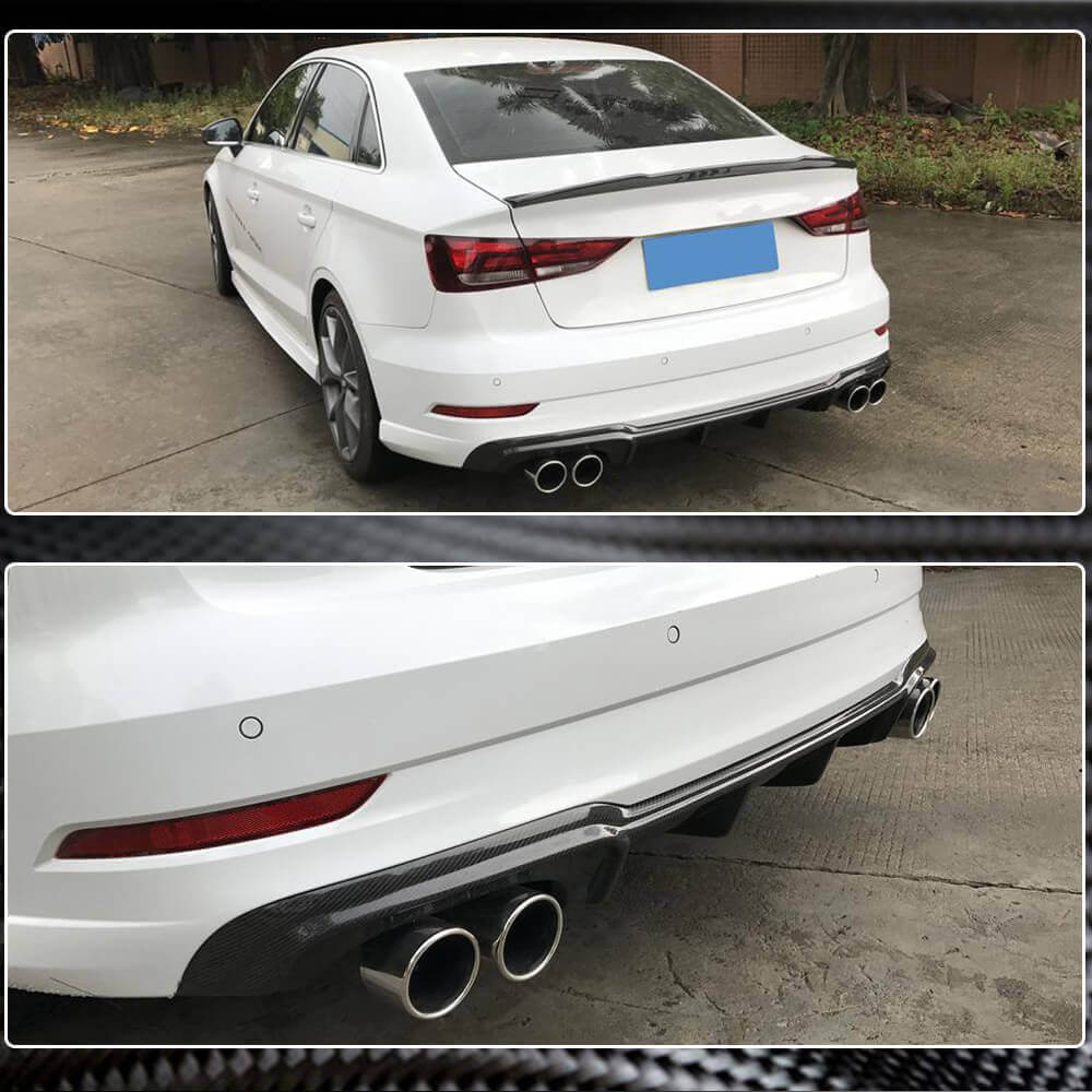 Дифузор заднього бампера V4 (для S-Line Sedan 2017-2020, Карбон) 3