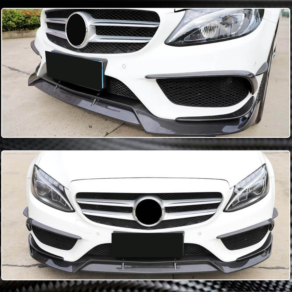 Накладка на передній бампер Lip V2 (для C43 AMG 2015-2019, Карбон) 4