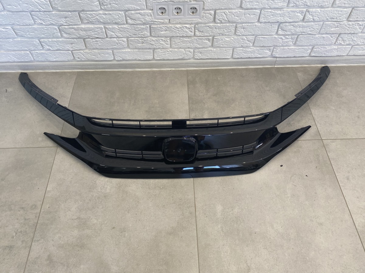 Решітка радіатора SI для Honda Civic 4D тІльки SI / 5D 2016 - з віями, чорний колір (без емблеми) 5