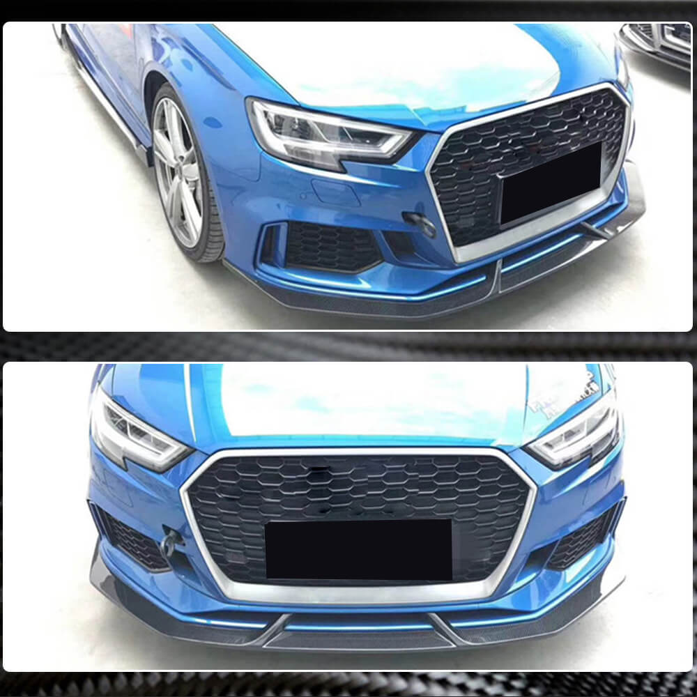 Накладки на передній бампер V4 (для RS3 Sedan 2017-2020, Карбон) 5
