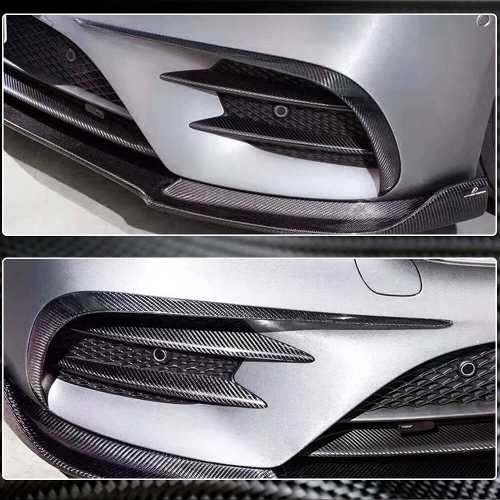 Накладки на передній бампер V1 (для E43 AMG 2016-2019, Карбон) 4