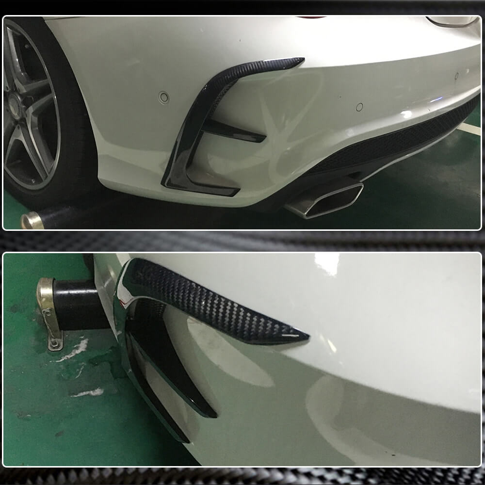 Накладки на задній бампер (для AMG-Line / CLA45 AMG SD 2013-2016, Карбон) 4