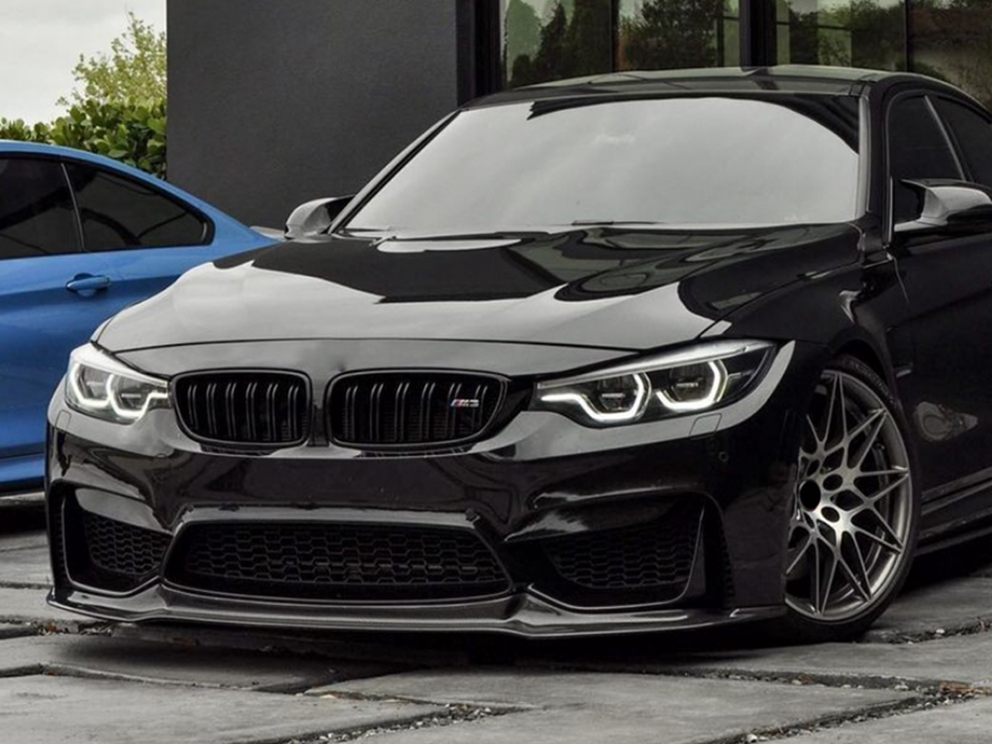 Спідниця переднього бампера BMW M4 F81 F82 F83 абс пластик, чорний глянець 3