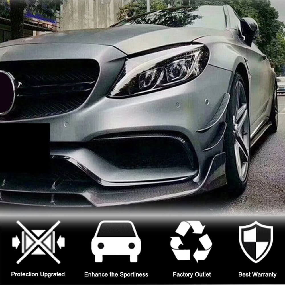 Накладки на передній бампер (для C63 AMG 2015-2019, Карбон) 3
