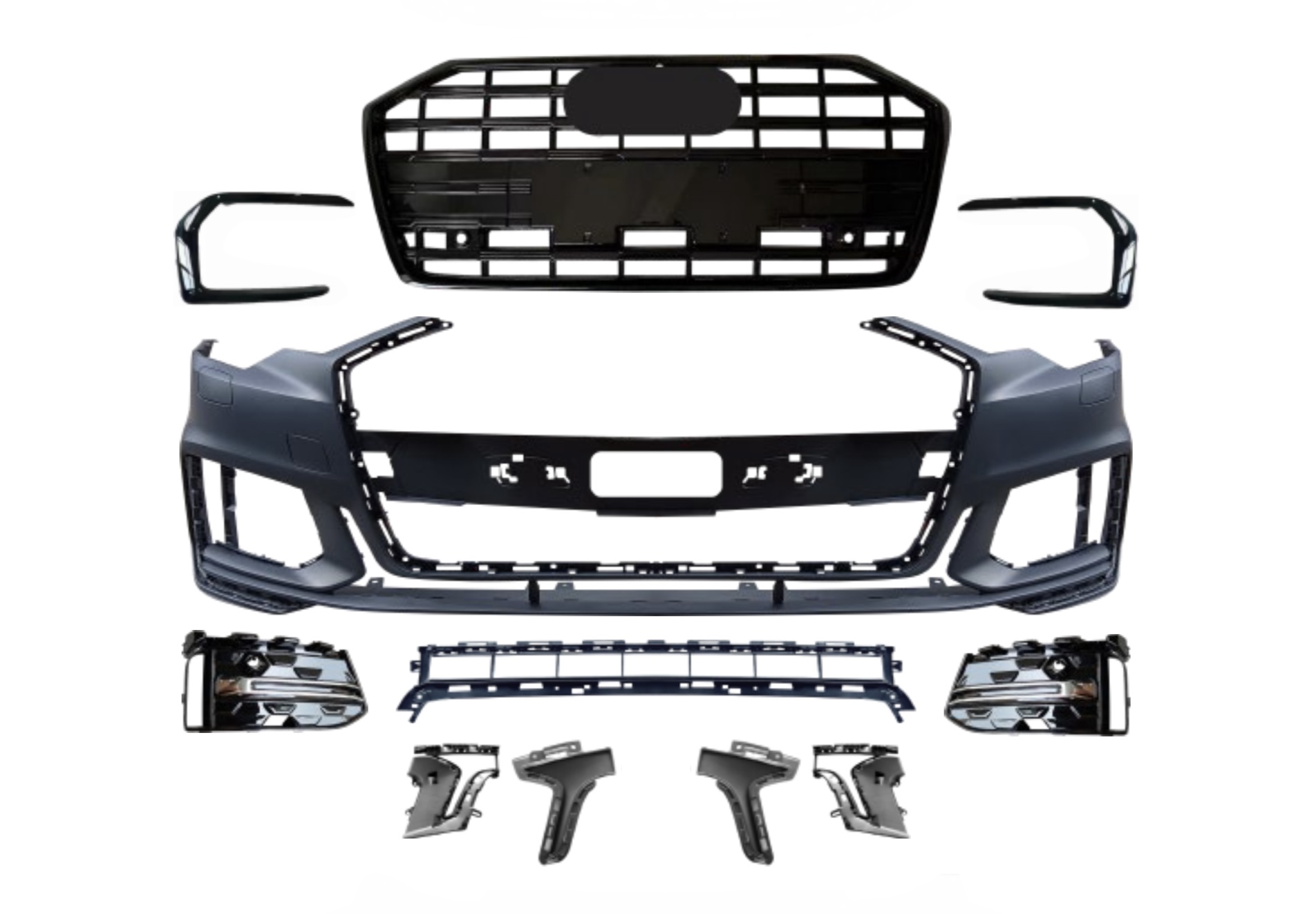 Бампер передній у зборі S-Line 2022+ BLACK для Audi A6 C8 2018+