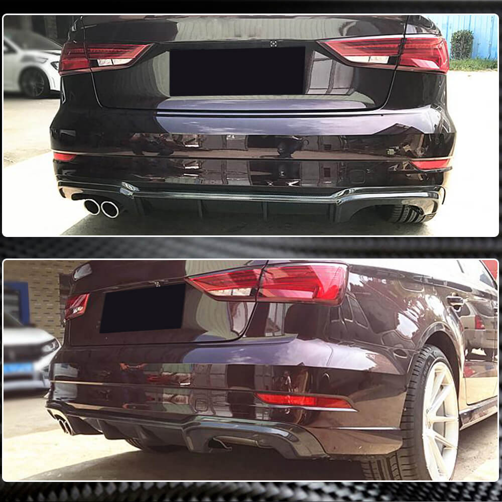 Дифузор заднього бампера V5 (для S-Line Sedan 2017-2020, Карбон) 3