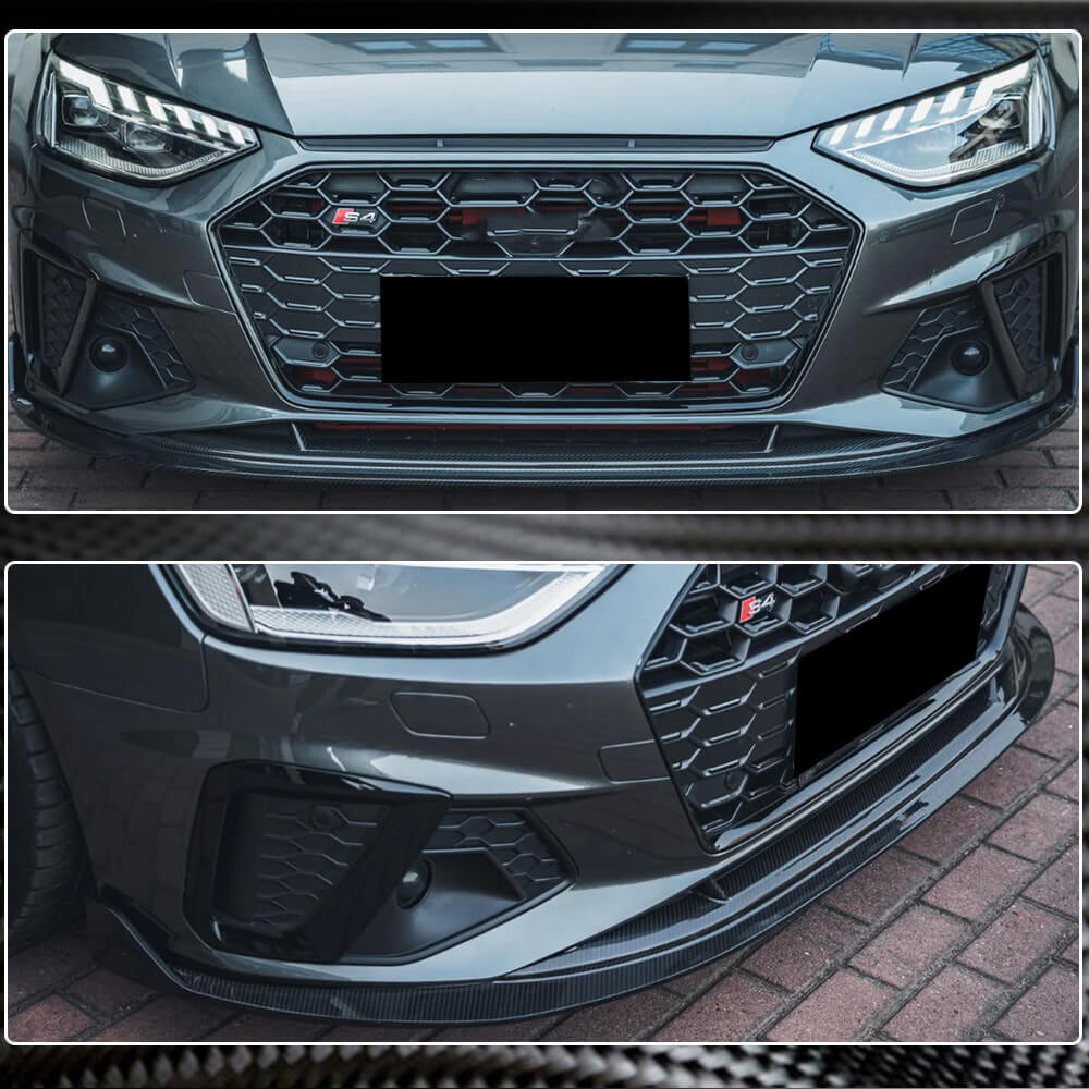 Накладка на передній бампер Lip V1 (для S-Line Sedan 2019-2024, Карбон) 4