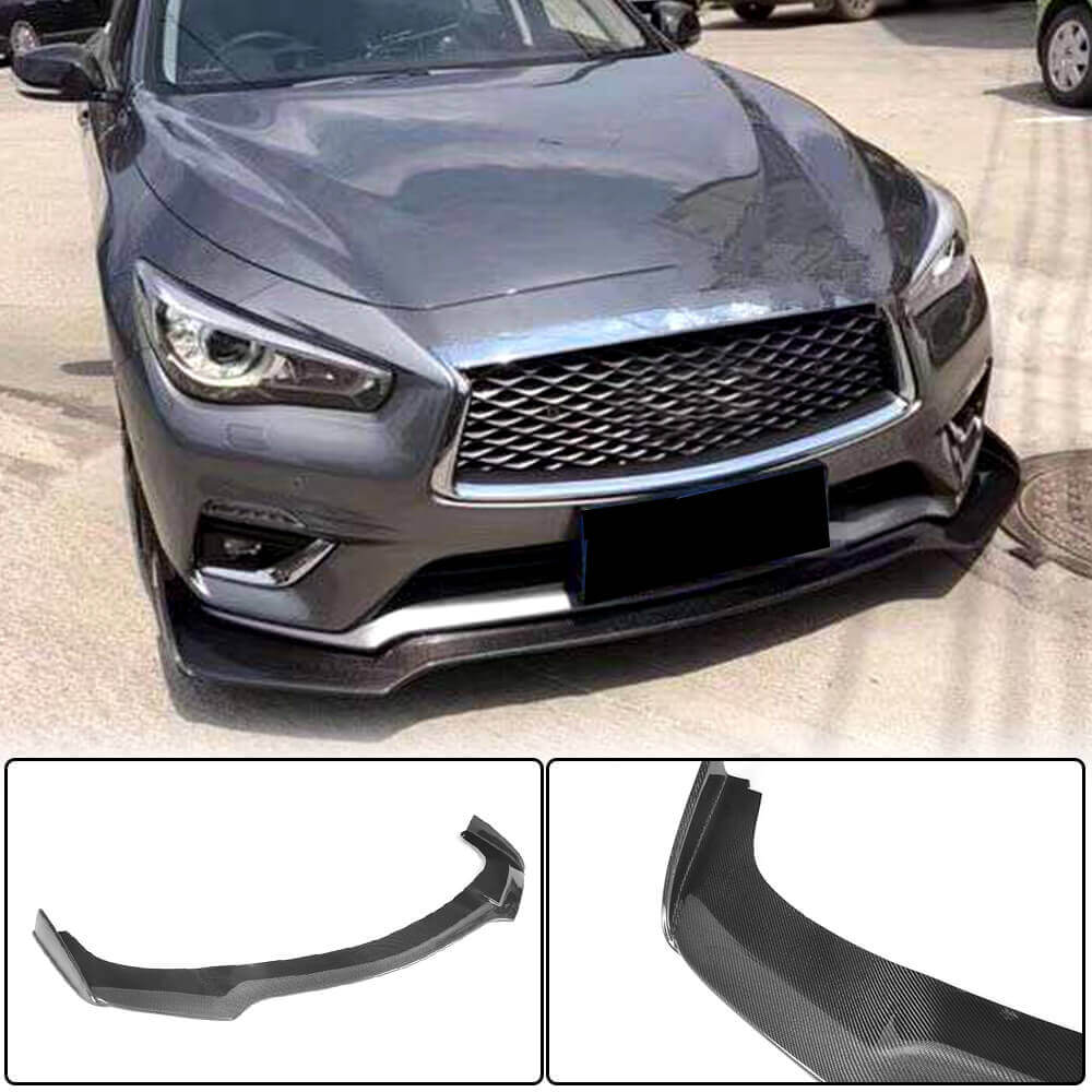 Накладка на передній бампер Lip V1 (для Q50 Base 2018-2023, Карбон) 2