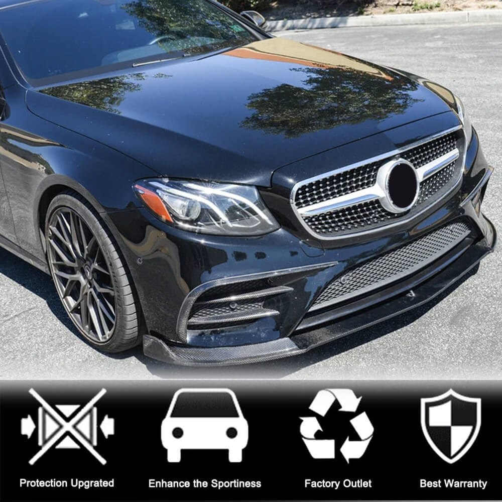Накладка на передній бампер Lip V1 (для AMG-Line / E43 AMG 2016-2019, Карбон) 2