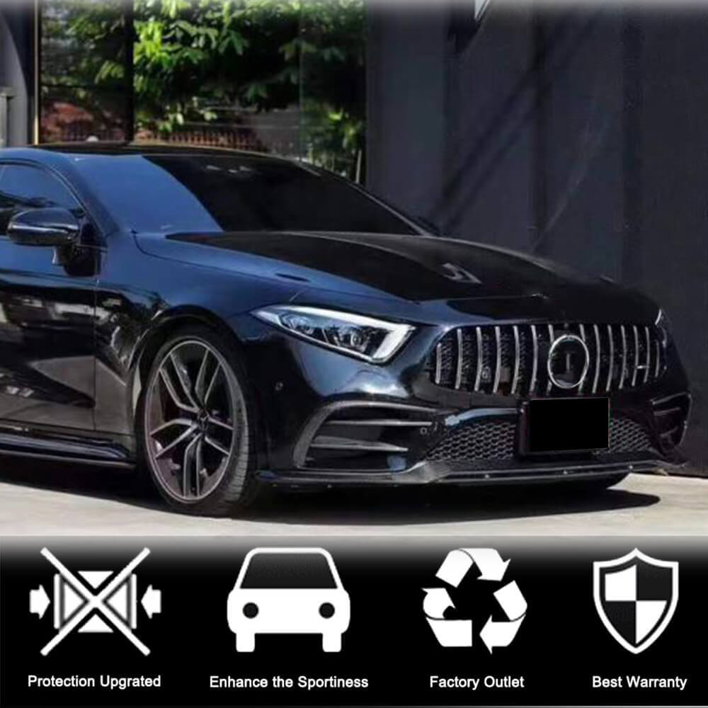 Накладки на передній бампер (для AMG-Line 2018-2020, Карбон) 3